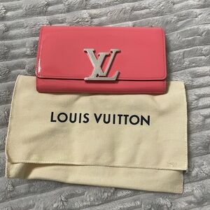 Louis Vuitton Coral Pink Wallet with Silver Logo